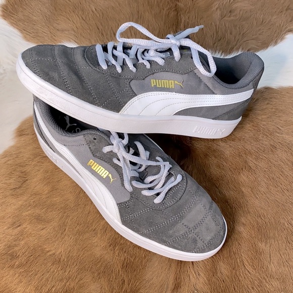 Puma Other - Puma Men’s Grey and White Suede Lace Up Casual Sneakers